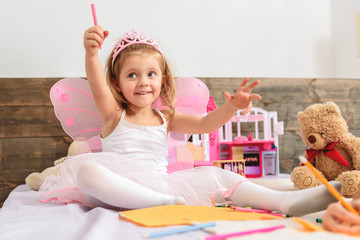 Wall Mural - Pretty sisters playing in bedroom