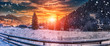 © jenyateua - majestic sunset at winter. wonderful wintry view in mountain village. colorful sky over the hills. picturesque amazing scene. christmas concept. instagram toning. creative image.