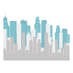 Sticker - cityscape buildings skyline icon vector illustration design