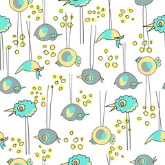 Canvas Print - birds. seamless pattern