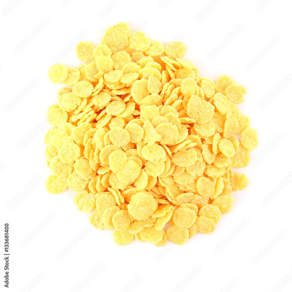 Cornflakes on white background