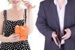 © michelaubryphoto - Couple adult isolated on white background. Shopping concept.