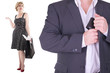 © michelaubryphoto - Couple adult isolated on white background. Shopping concept.