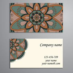 Invitation, business card or banner with text template. Round fl