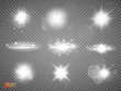 © poppystyle - Silver glitter bokeh lights and tinsel. Bright star, solar particles and sparks with glare effect on a transparent background