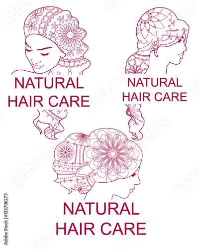 Set Of Natural Hair Care Logos Buy This Stock Vector And Explore