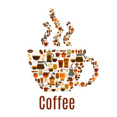 Wall Mural - Coffee steamy cup symbol poster