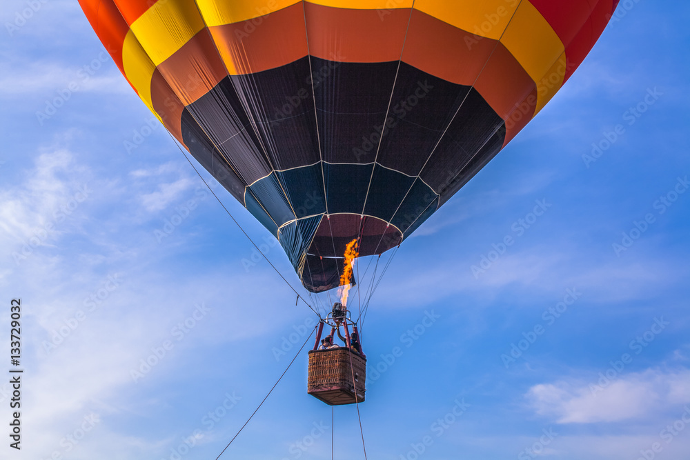 Foto de Stock you can fly away in the sky with hot air balloon.Hot air ...
