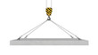 Rendering of crane hook lifting concrete panel on the white background