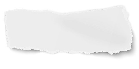 Wall Mural - Vector ragged torned paper scrap with soft shadow isolated on white background