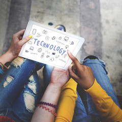 Wall Mural - technology connecting cloud network concept
