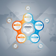 Wall Mural - Business infographics concept vector illustration. Data visualization, five step process chart, product development stage, info diagram elements. Modern color infographics for business corporate chart