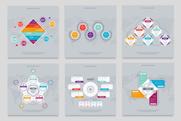 Wall Mural - Business infographics concept set vector illustration. Data visualization, step process chart, product development stage, info diagram elements. Colorful infographics for business chart, presentation