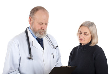 Sticker - Worried woman with her doctor