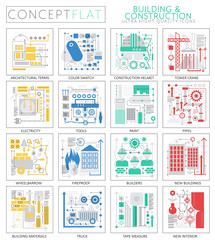 Aufkleber - Infographics mini concept building construction tools technology icons for web. Premium quality design web graphics icons elements. building construction concepts.