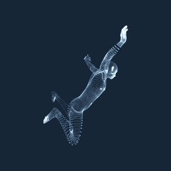 Wall Mural - man falls down from a height. man fall on a jump. 3d human body.