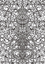 Vintage Gothic Pattern With Floral Elements. Black And White Engraved  Ornamental  Background. Design Concept For Playing Card, Book Cover, Print, Poster.  Hand Drawn Vector Illustration.