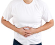 Man suffering from stomach pain isolated