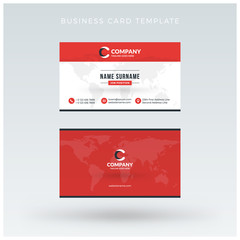 Wall Mural - Double-sided Red Business Card Template. Vector Illustration. Stationery Design