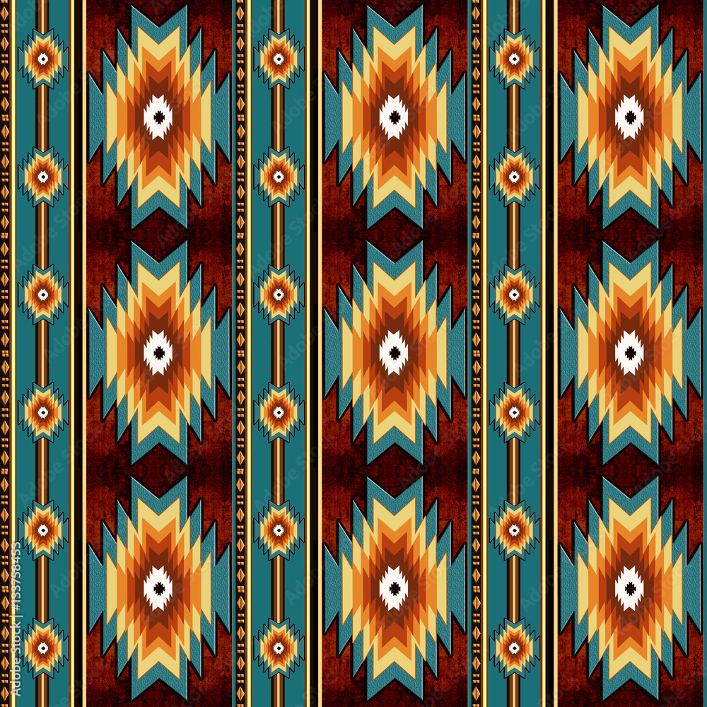 ethnic tribal motifs. navajo seamless pattern - obrazy, fototapety, plakaty 