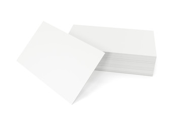 Stack of blank business card on white background. 3d rendering