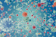 Viruses in infected organism, viral disease epidemic, virus abstract background. 3d rendering
