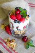 Healthy Breakfast muesli berries and yogurt