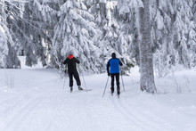 Groomed Ski Trails For Cross Country Skiing With Two Cross-count