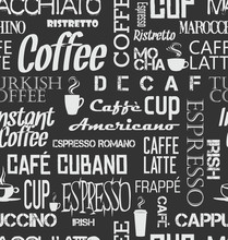 Background Seamless Tile Of Coffee Words And Symbols 