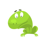 Fototapeta Dinusie - Curious Green Frog Funny Character Childish Cartoon Illustration