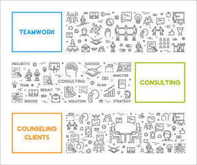 Wall Mural - Line concept for teamwork, consulting and counseling clients