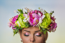 Beautiful Ukrainian Bride With Large Flower Crown