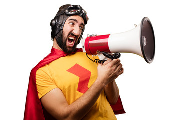 Wall Mural - crazy super hero with a megaphone