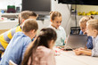 © Syda Productions - happy children with laptop at robotics school