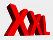 © 3dillustrations - Big red text - letters XXL. Isolated 3D rendering.