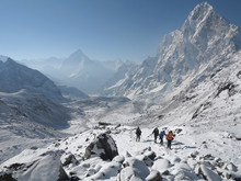 Himalayas - Mountain Pass With Trekkers