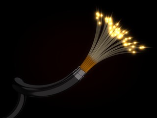 Poster - 3d illustration of glowing fiber optic cable