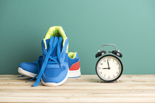 Clock And Sneakers - Fitness Concept