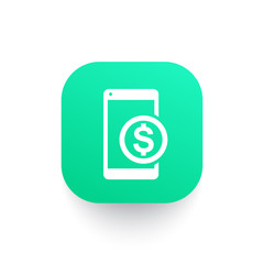 Poster - mobile banking icon, payment with smartphone symbol