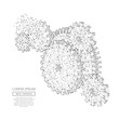 © AntonKhrupinArt - Grey gears with polygon line on abstract background. Polygonal space low poly with connecting dots and lines. Connection structure. Vector science background.