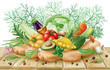 Vegetables on a wooden surface