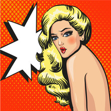 Blond Woman Shocked Pop Art Comics