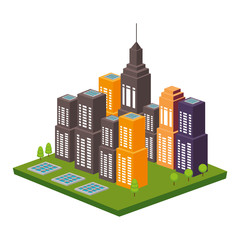 Sticker - cityscape buildings skyline icon vector illustration design