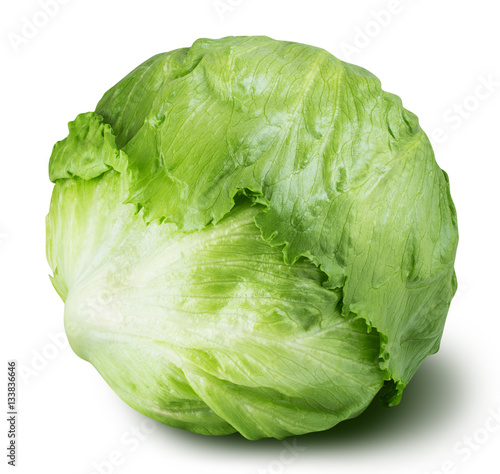Fotomural iceberg lettuce cabbage isolated on white