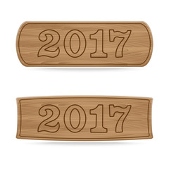 Sticker - Wooden sign boards concept of new year of 2017