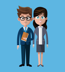 Sticker - cartoon man woman coworkers corporate vector illustration eps 10