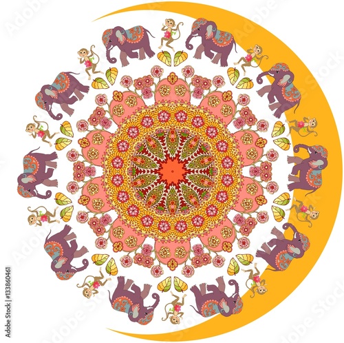 Download Sun and moon. Beautiful picture with flower - mandala ...