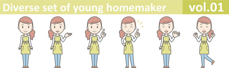 Wall Mural - Diverse set of young homemaker, EPS10 vector format vol.01