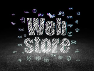 Web development concept: Web Store in grunge dark room