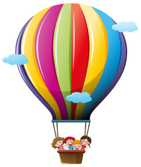 Wall Mural - Children riding on colorful balloon